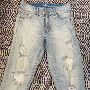 NEW high waisted cuffed ripped jeans